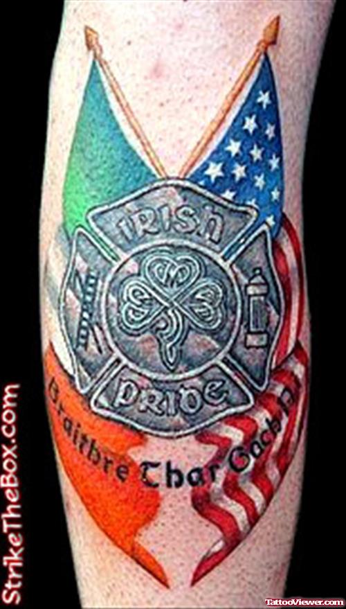 International Flags and Firefighter Tattoo