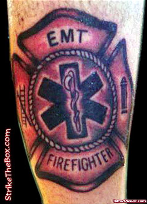 Red Ink Firefighter Tattoo