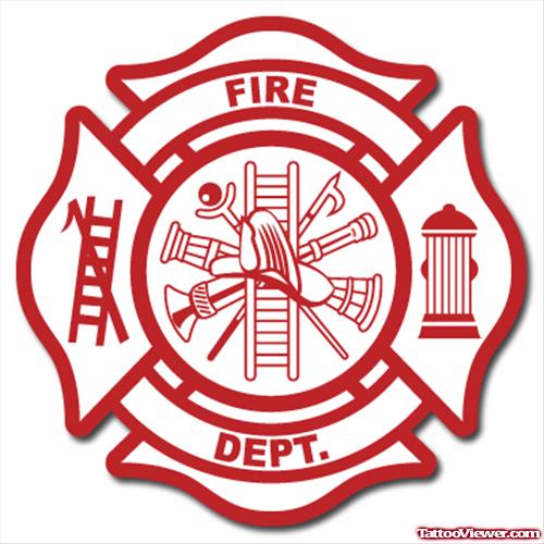 Cool Red Ink Firefighter Logo Tattoo Design