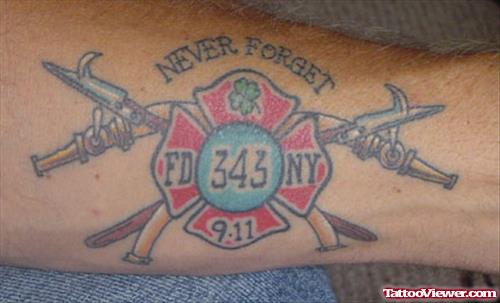 Beautiful Firefighter Tattoo On Arm