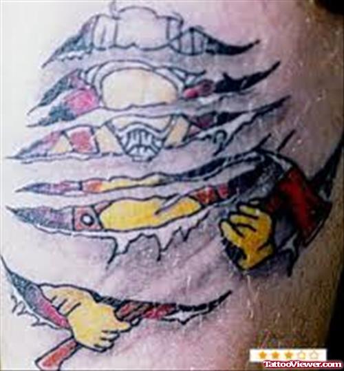 New Style Tattoo Of Fire Fighter