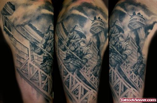 Fire Fighter Tattoo For Shoulders