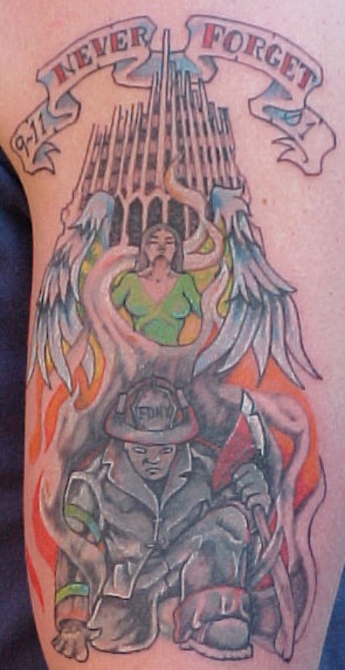 Never Forget Fire Fighter Tattoo