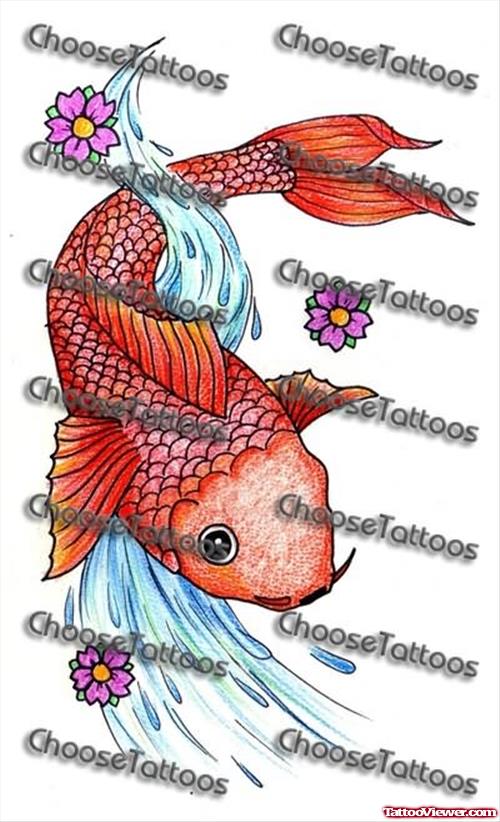 Japanese koi Fish Tattoo Sample