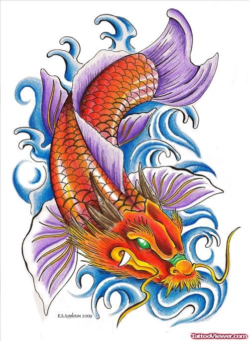 Dragon And Koi Fish Tattoo Sample