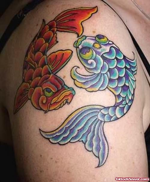 Fish Pair Tattoo On Shoulders