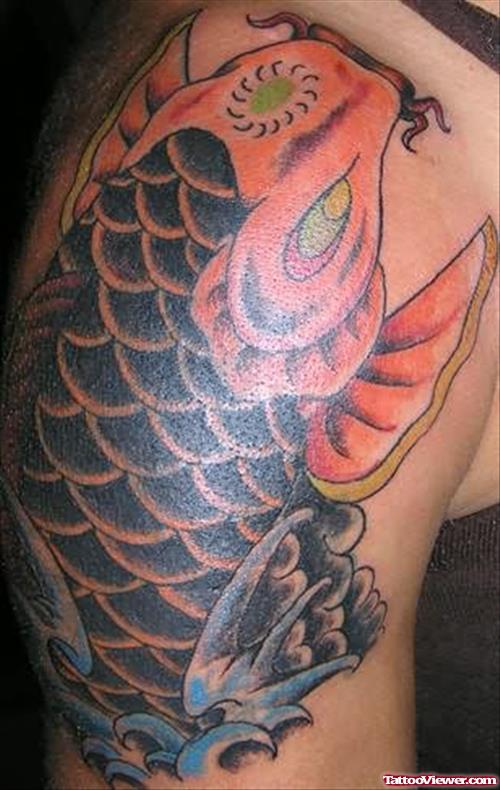 Big Koi Fish Tattoo For Shoulder