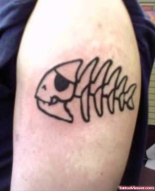 Fish Skull Tattoo On Shoulder