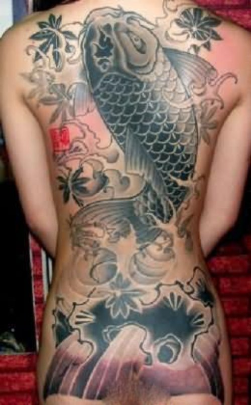 Black Fish Tattoo On Backpiece