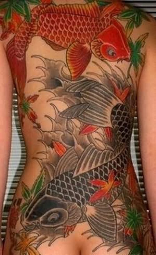 Full Back Koi Fish Tattoos