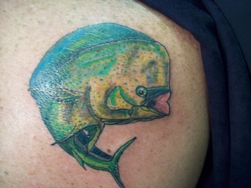 Right Back Shoulder Fish Tattoo