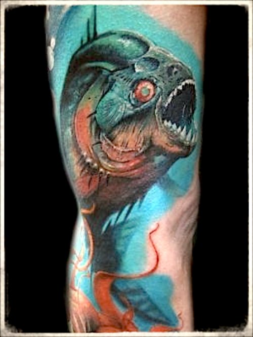 Color ink Fish Tattoo On Sleeve