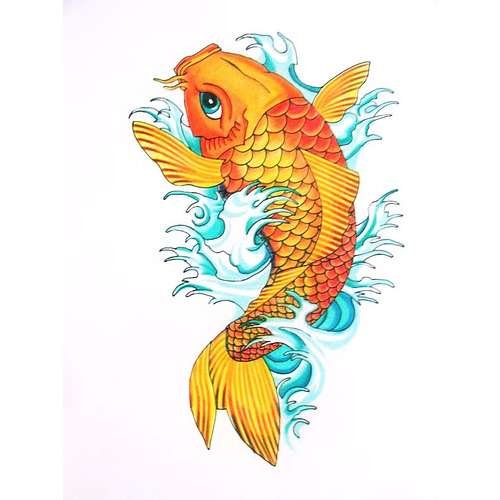 Color Ink Orange Fish Tattoo Design