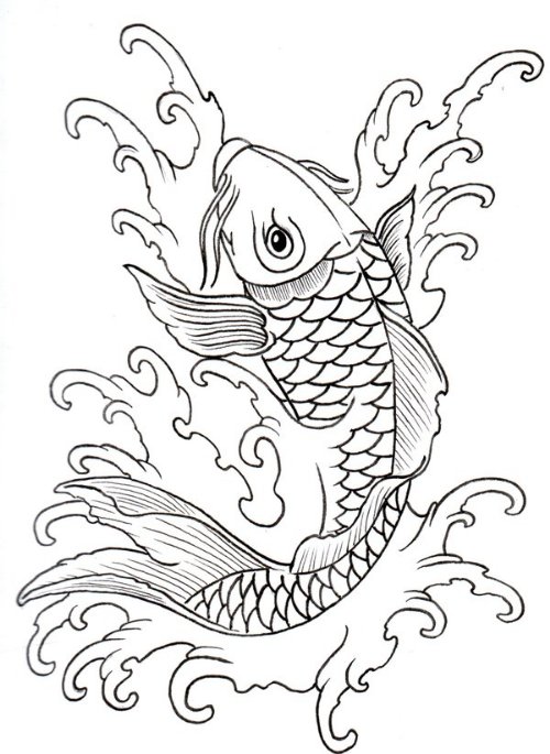 Nice Grey Ink Fish Tattoo Design