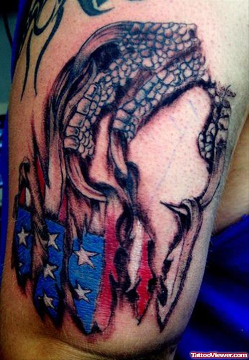 Scary American Flag Tattoo