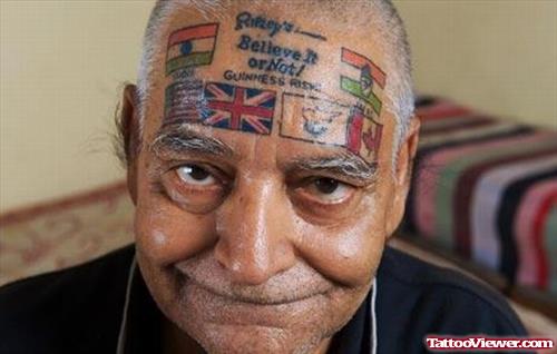 Flags Tattoos on Forehead