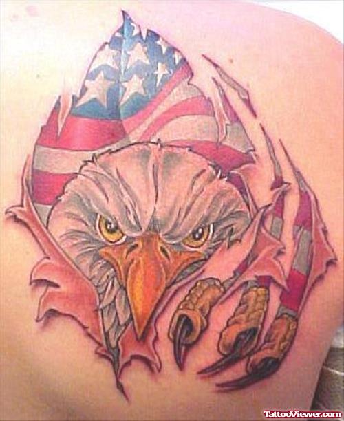 American Flag Tattoo On Back
