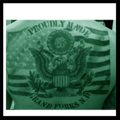 Us Flag Proudly Tattoo On Back