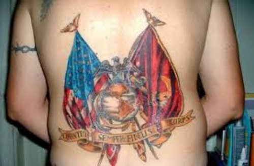 Corps Flag Tattoo On Back