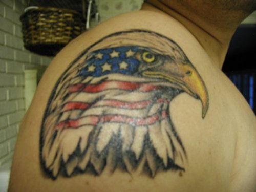 Us Flag Tattoo In Eagle Face