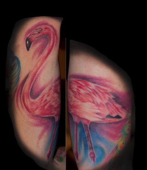 Red Ink Flamingo Tattoos Design