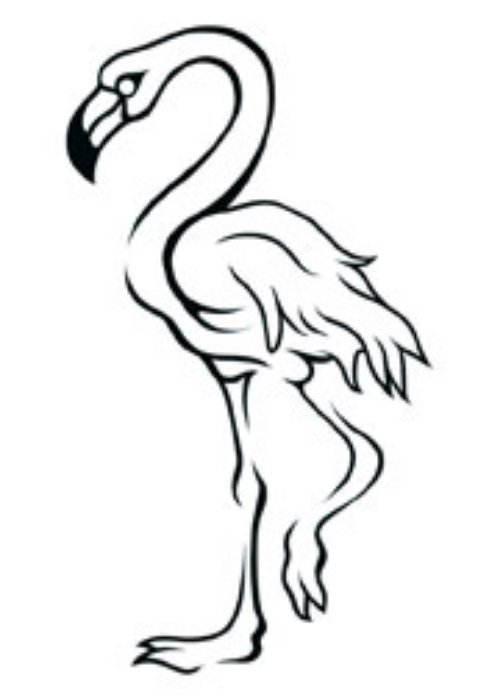 Outline Flamingo Tattoo Design