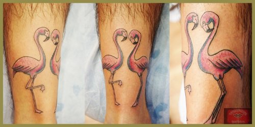 Pink Flamingos Couple Tattoo