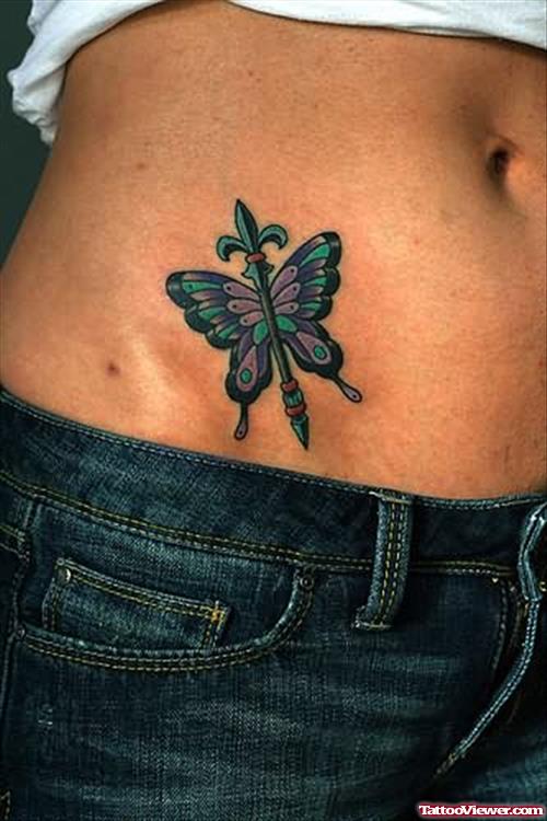 Fleur De Lis Tattoo On Belly