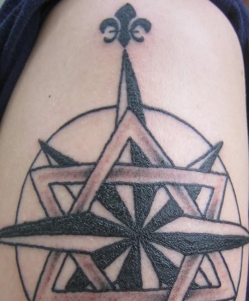 Fleur De Lis Star Tattoo For Shoulder