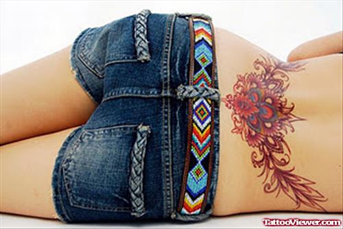 Girls Lower Back Tribal Tattoo Design Fashion
