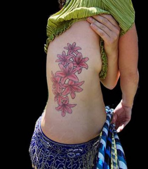 Side Rib Flower Tattoo