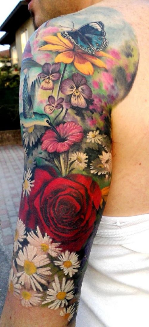 Colorful Bold Floral On Full Sleeve
