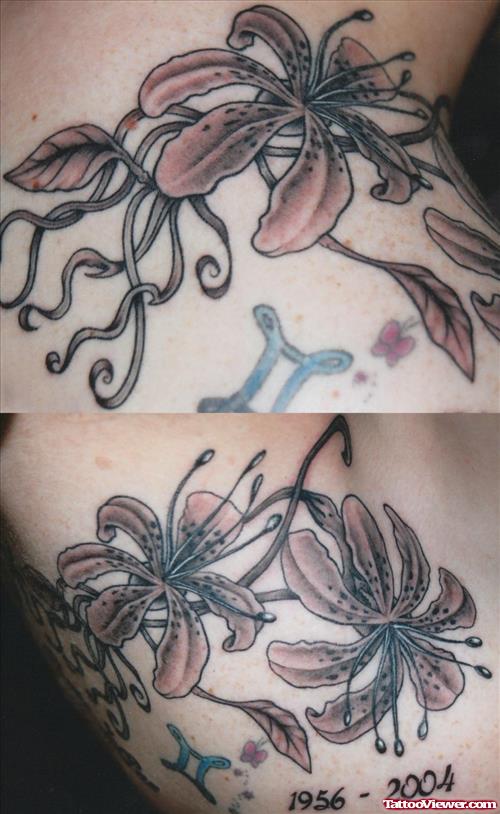 Memorial Grey Flower Tattoos