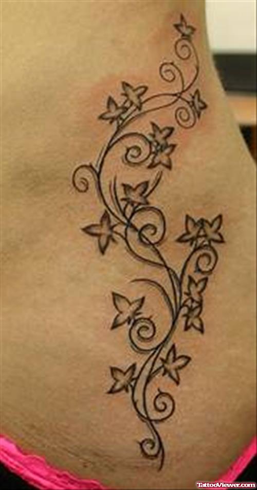 Flowers Side Rib Tattoo