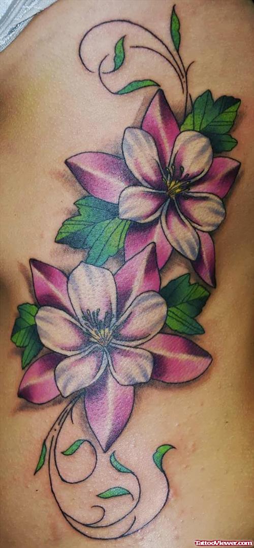 Awesome Color Flowers Tattoo