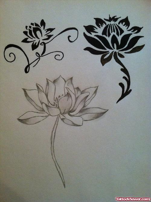 Amazing Lotus Flowers Tattoos Designs