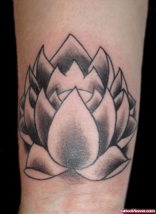 Grey Lotus Flower Tattoo
