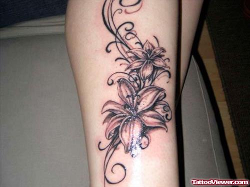 Grey Flowers Tattoos
