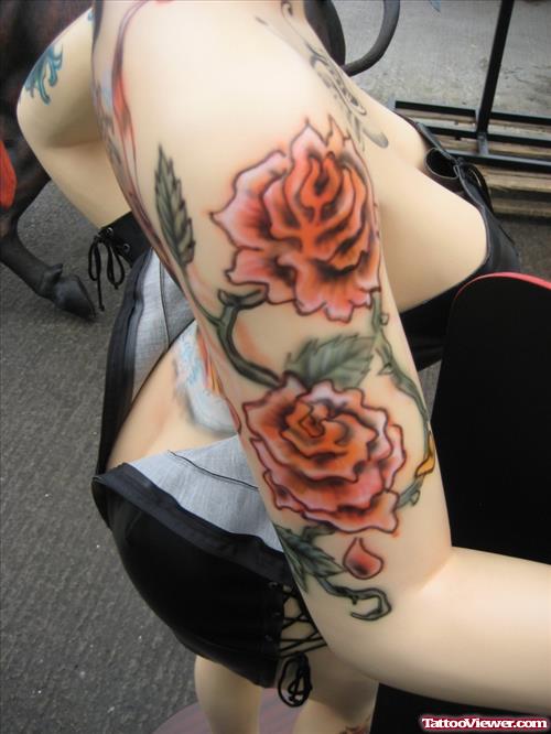 Right Half Sleeve Flower Tattoo