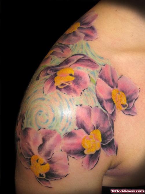 Flowers Tattoos On Right Shoulder