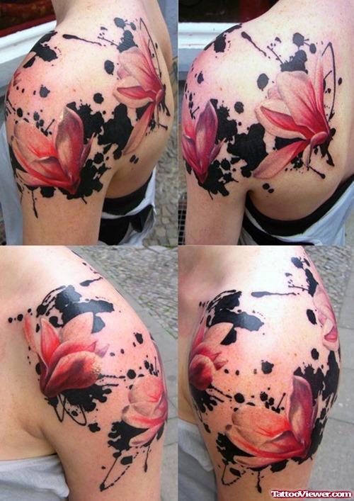Abstarct Flower Tattoo On Shoulder