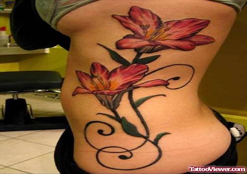Girl Rib side Hibiscus Flower Tattoo