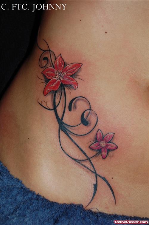 Flower Tattoo On Hip