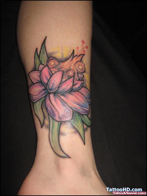 Flower Tattoo On Leg For Girls