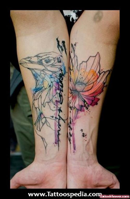 Abstract Flower Tattoos On Both Arms