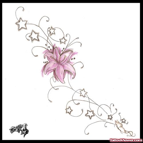 Pink Flower Tattoo Design