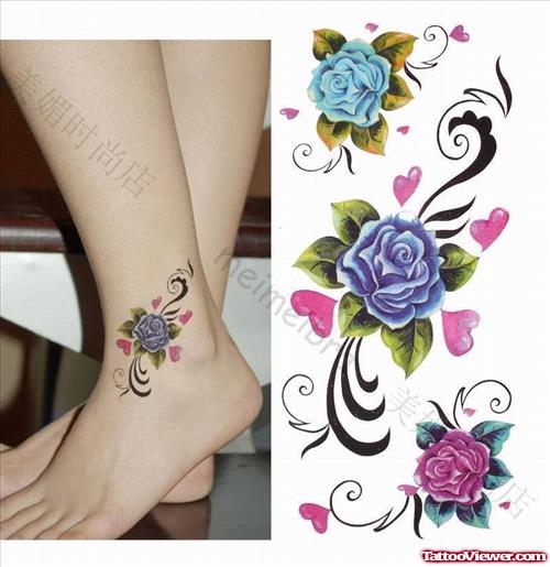 Tribal And Flower Tattoo Design For Girls