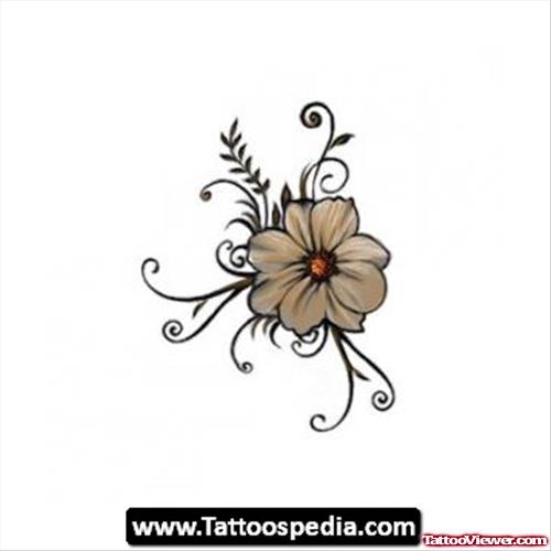 New Grey Ink Flower Tattoo Design