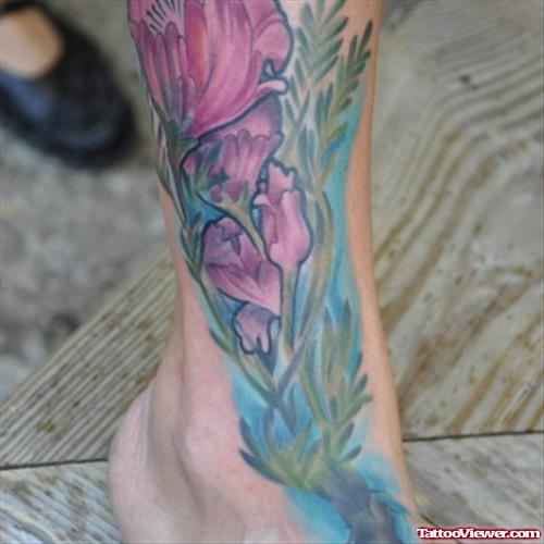 Tulip Flower Tattoo On Ankle