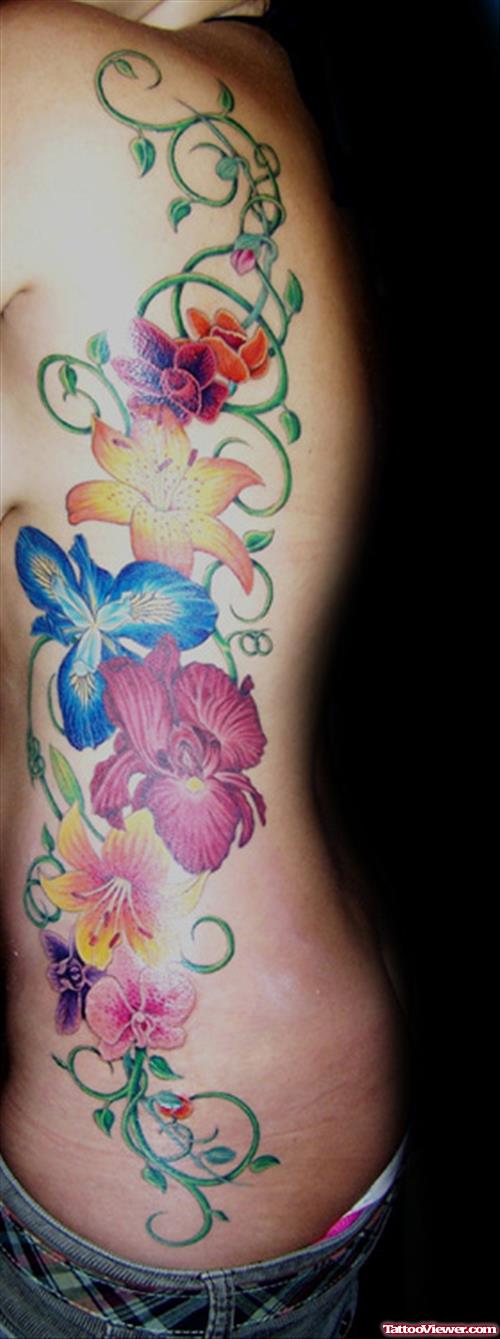 Jocies Flower Tattoos On Side